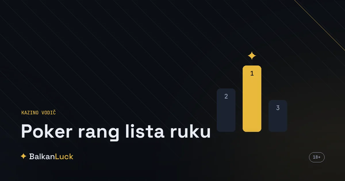 Poker rang lista ruku od rojal fleša do visoke karte na stolu