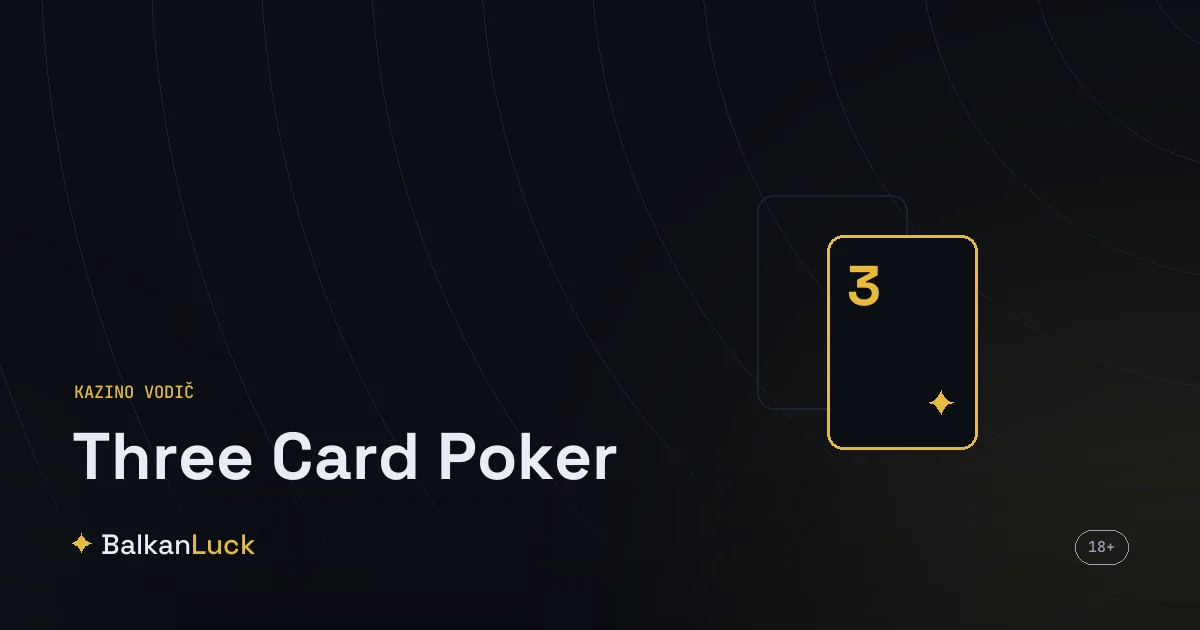 Three card poker sto sa tri karte igrača i poljima za ante, play i pair plus